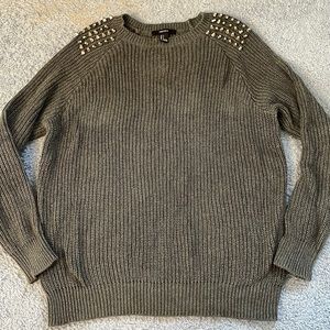 Forever 21 Silver Studded Gray Sweater